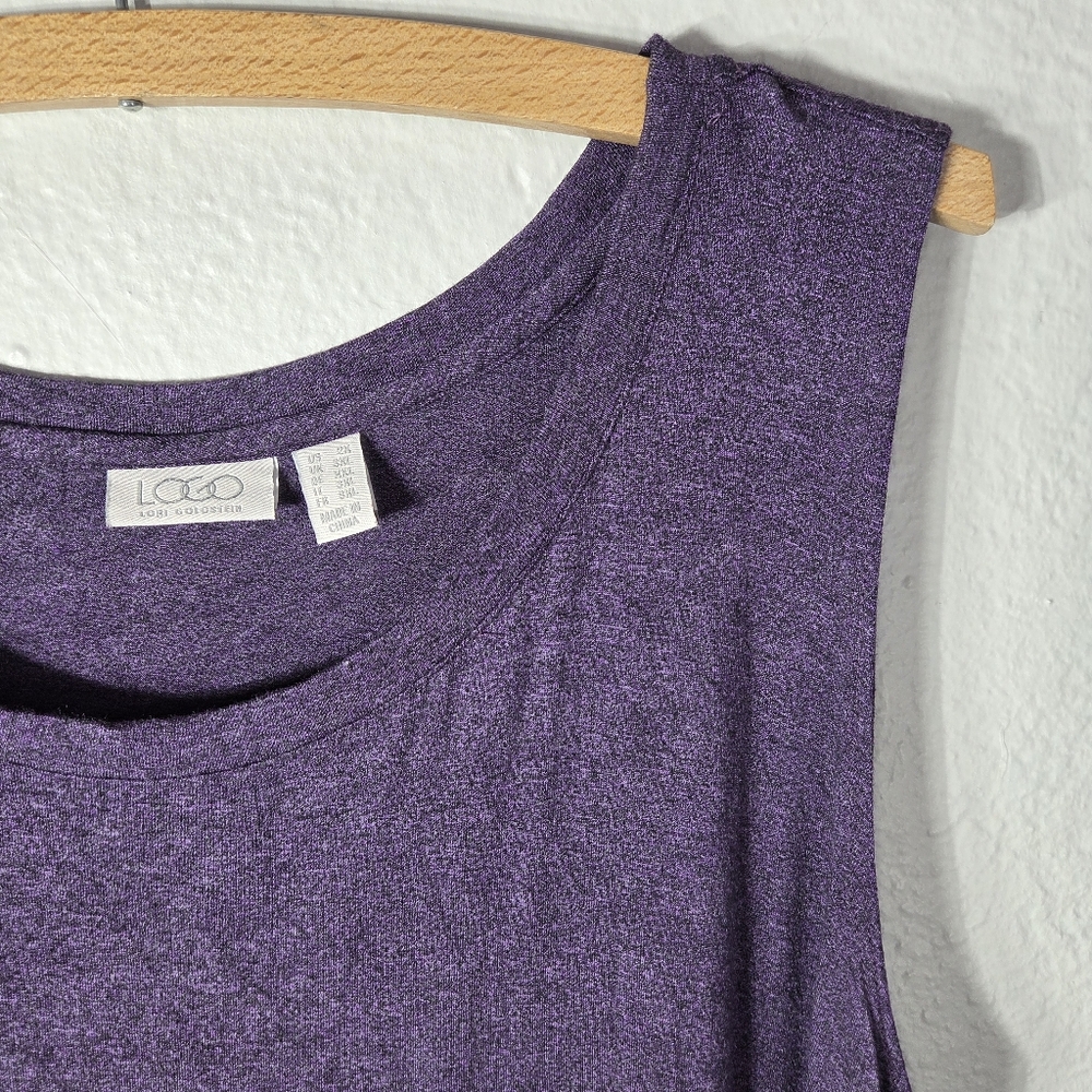 LOGO By Lori Goldstein Purple Tunic Tank Top Plus Size 2X Sleeveless Crew Neck - Picture 4 of 15